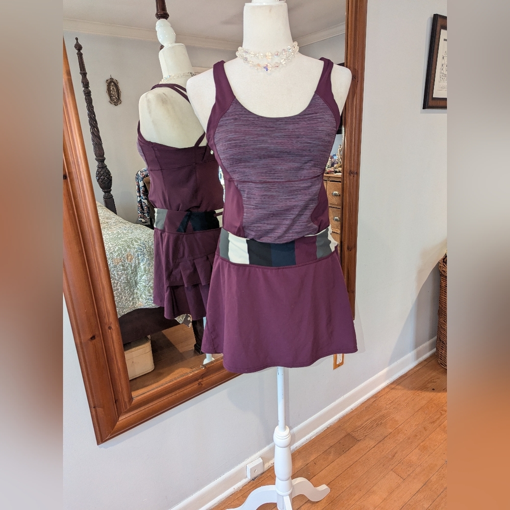 lululemon athletica 2 Peice Plum Purple Tank Skort with Colorblock Top